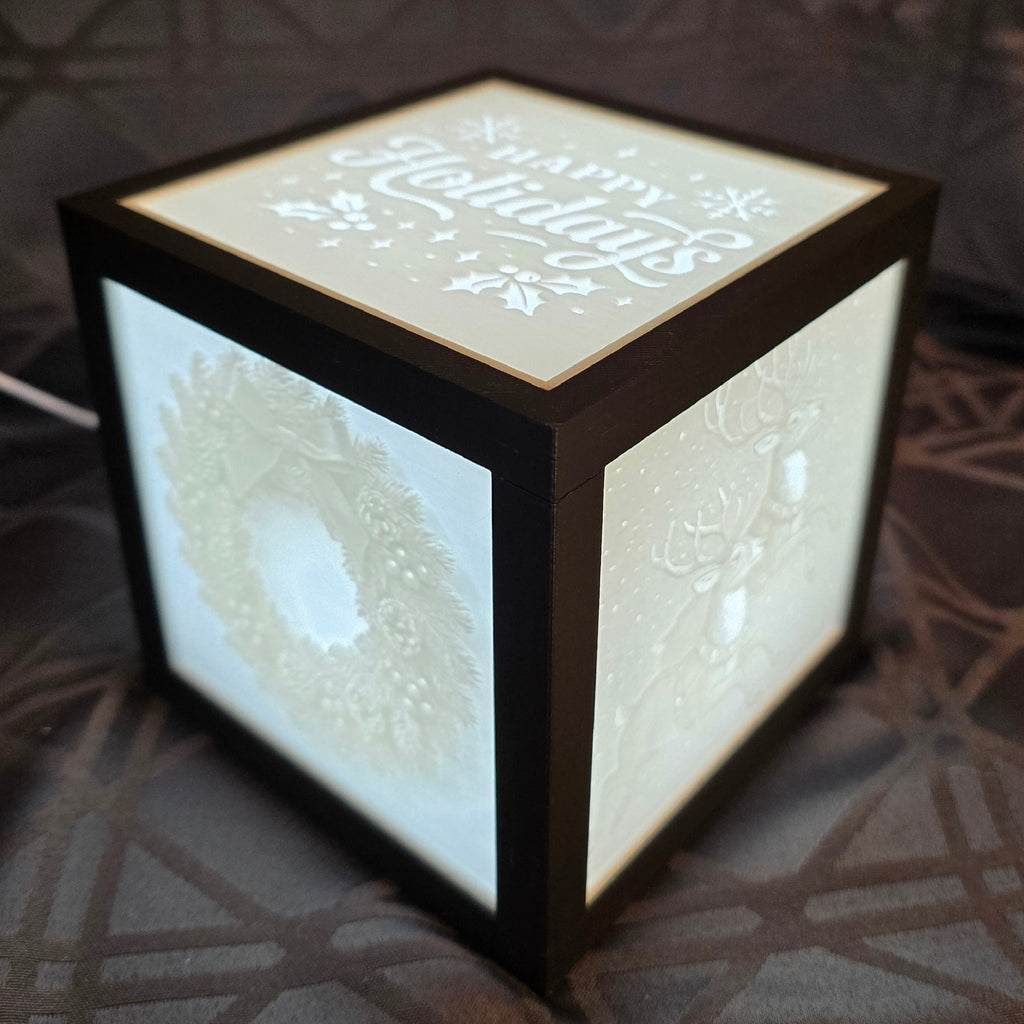 3D Printed Lithophane Lamp - Interchangeable Holiday LED Light Art