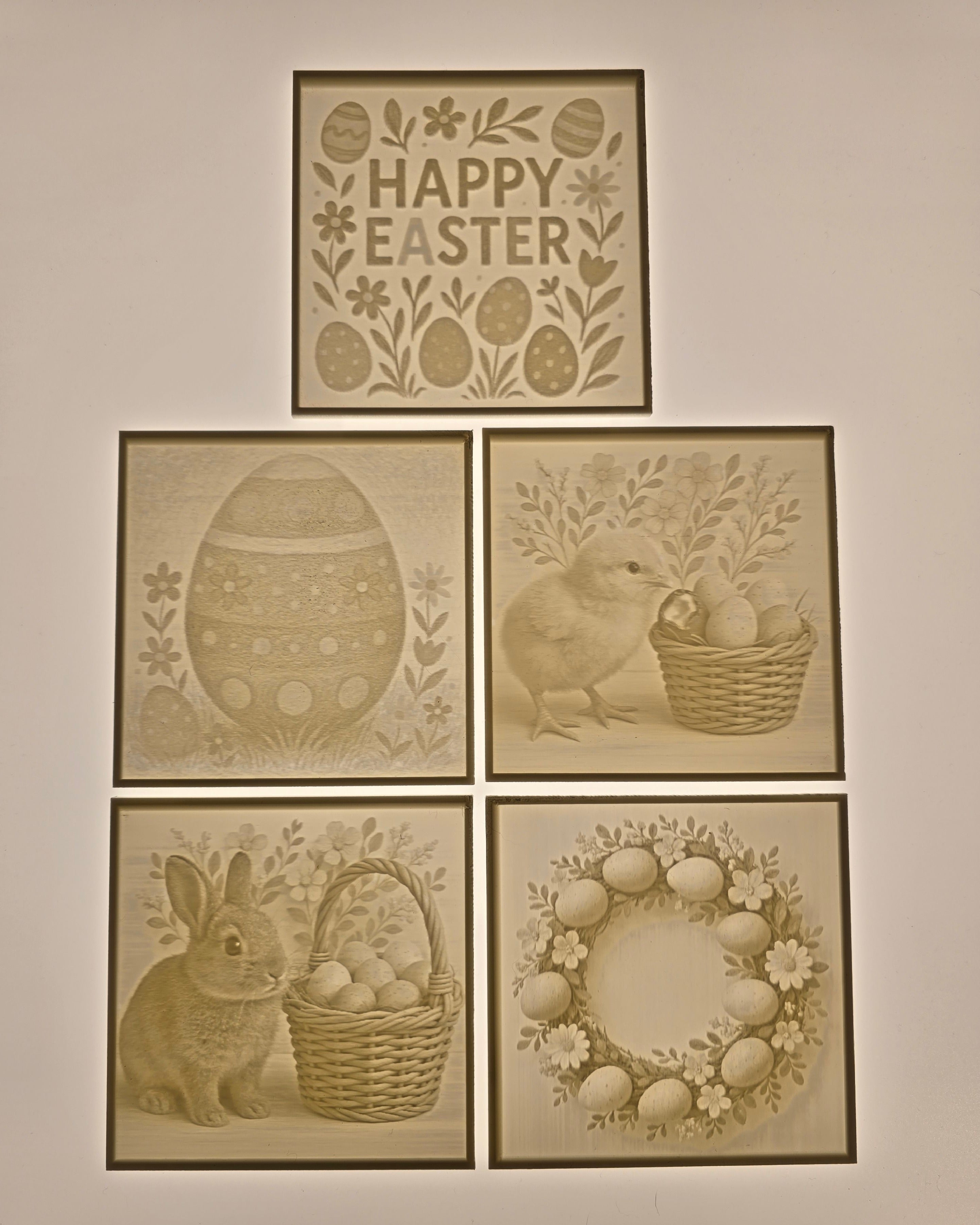 3D Printed Holiday Lithophanes - Custom Light Art Panel (No Base)