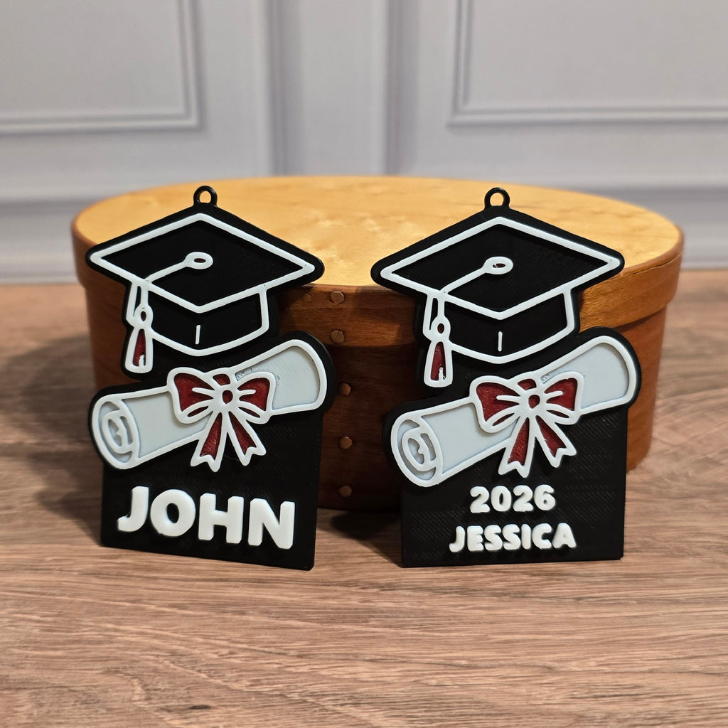 Personalized Graduate Keychain - 3D Printed Custom Name, Year & School Colors