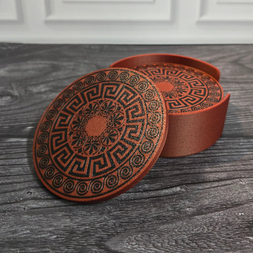 3D Printed Coaster Set - 6 Coasters with Holder