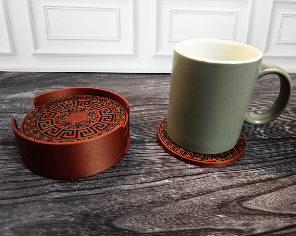 3D Printed Coaster Set - 6 Coasters with Holder