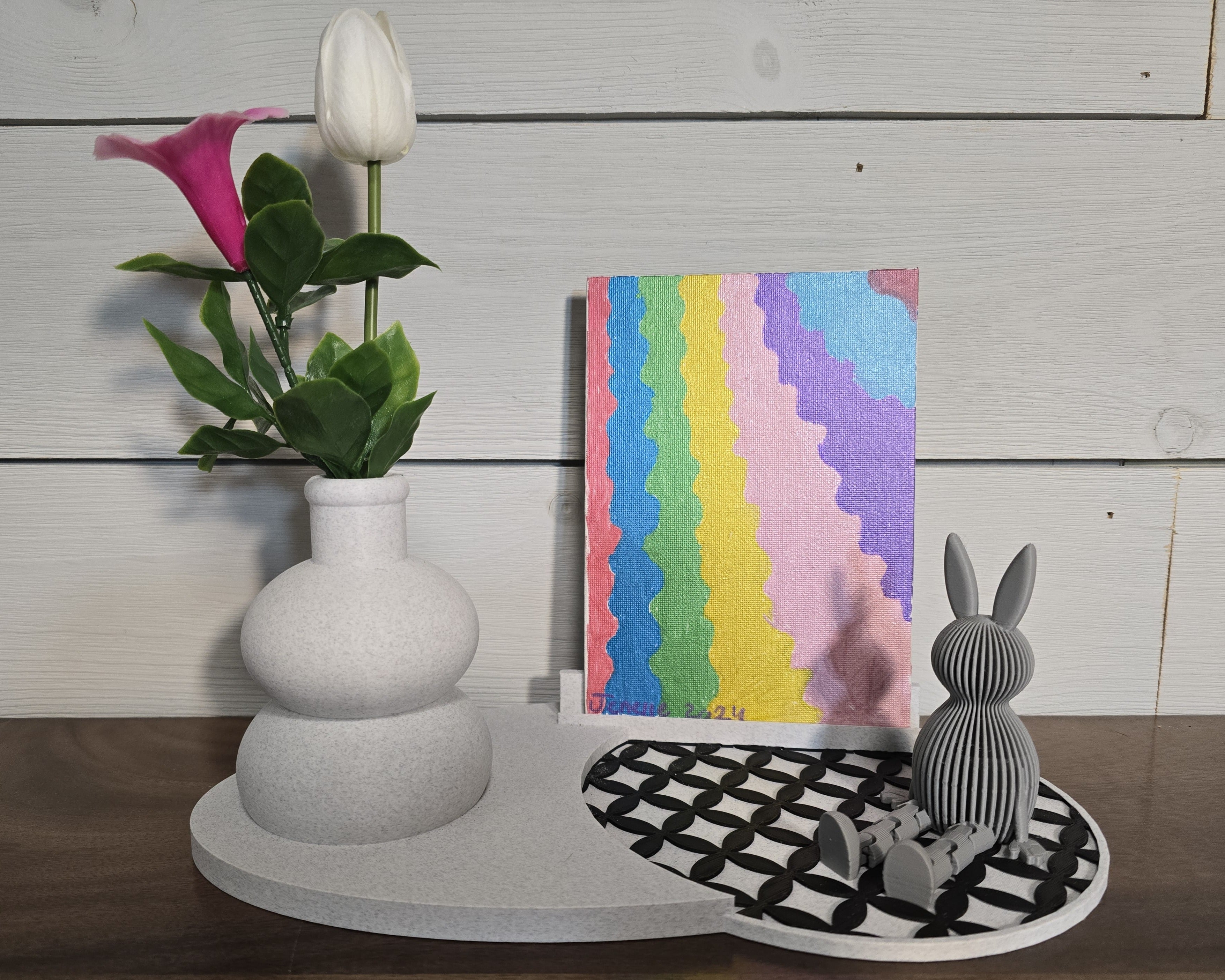 3D Printed Flower Stand with Photo & Postcard Holder