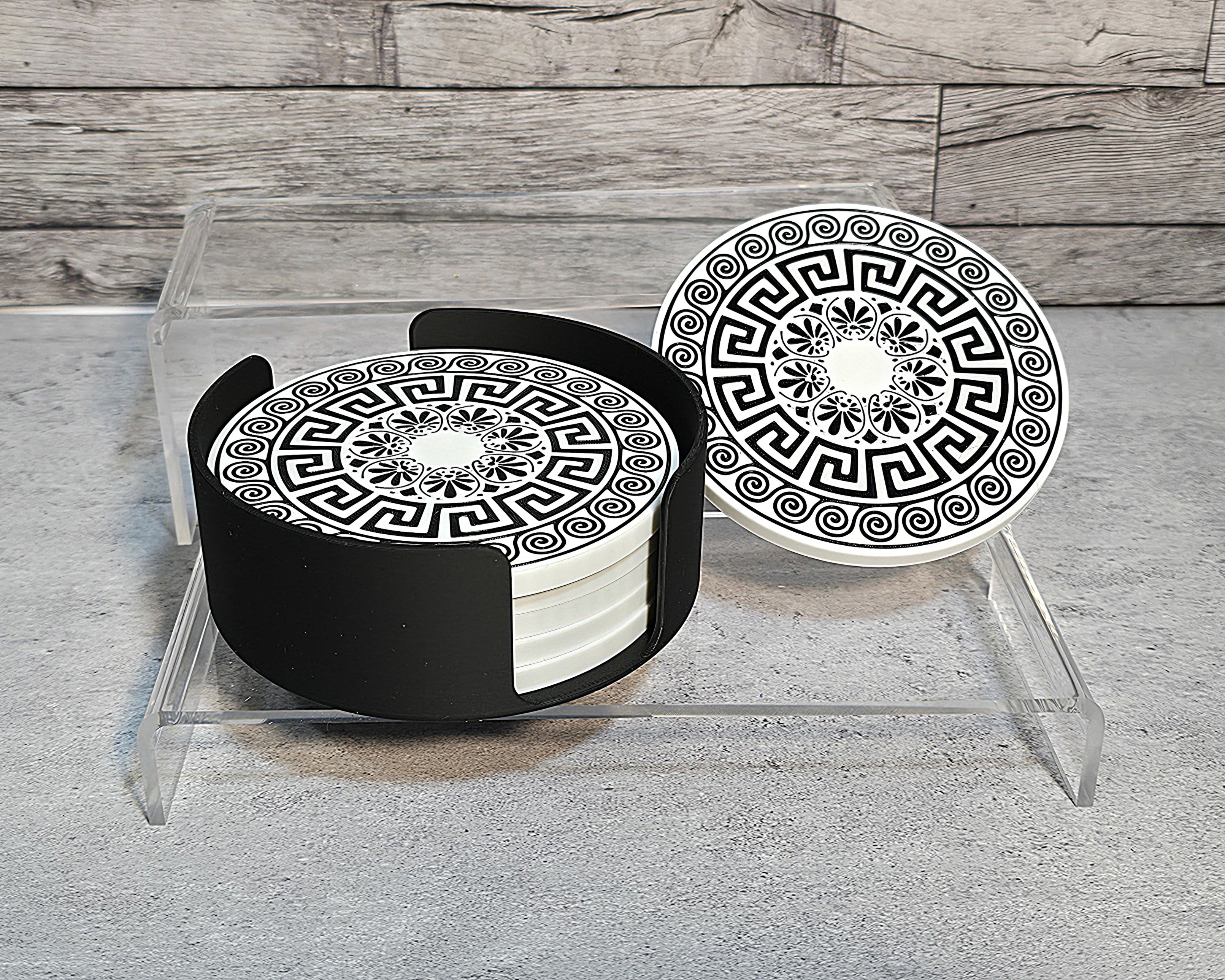 3D Printed Coaster Set - 6 Coasters with Holder