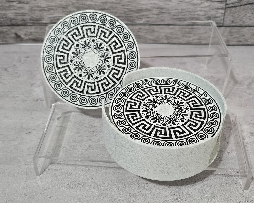3D Printed Coaster Set - 6 Coasters with Holder