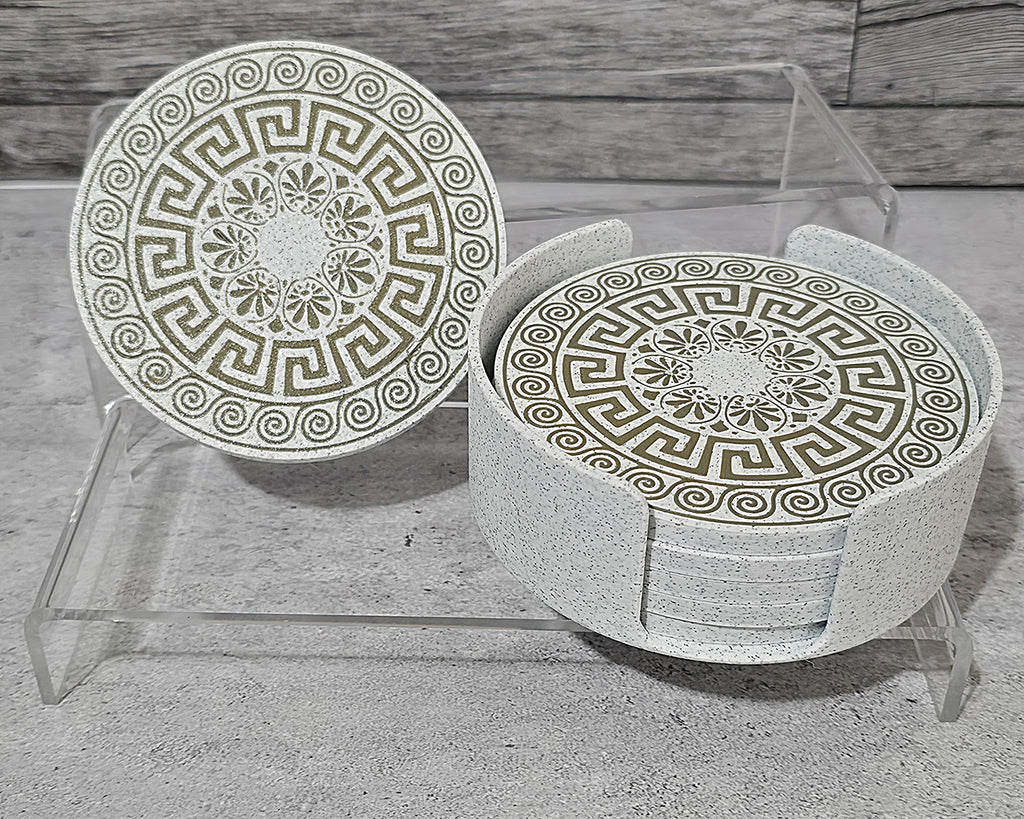 3D Printed Coaster Set - 6 Coasters with Holder