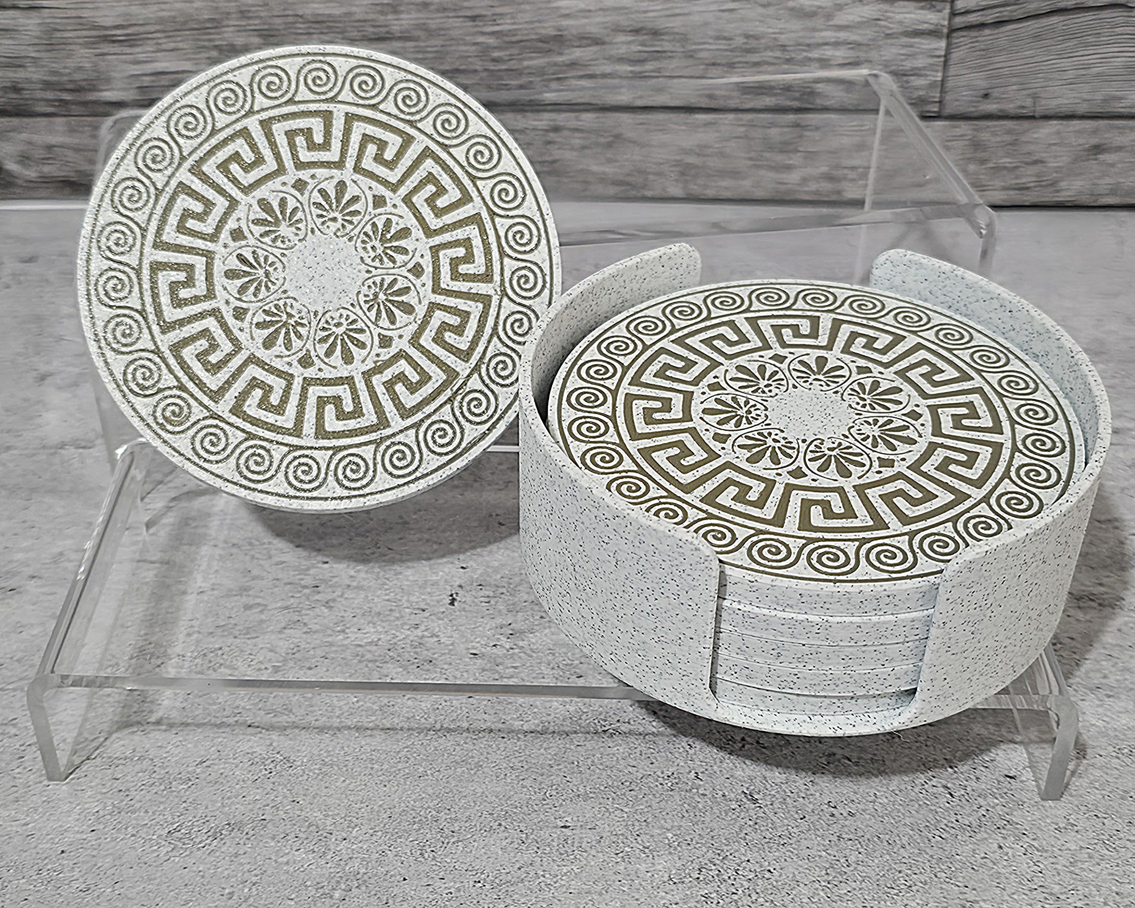 3D Printed Coaster Set - 6 Coasters with Holder