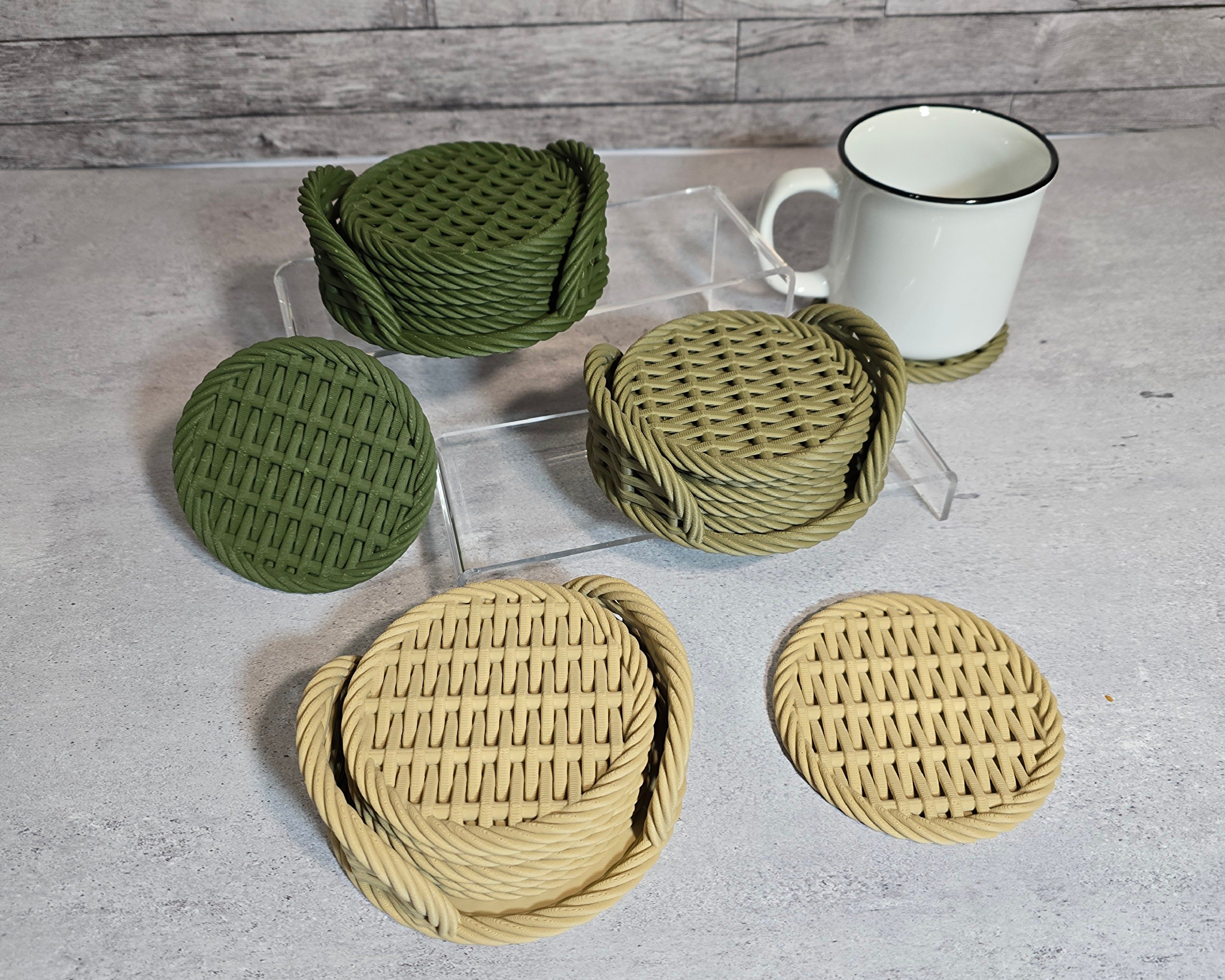 3D Printed Woven Coasters – Set of 6 | Farmhouse Home Decor