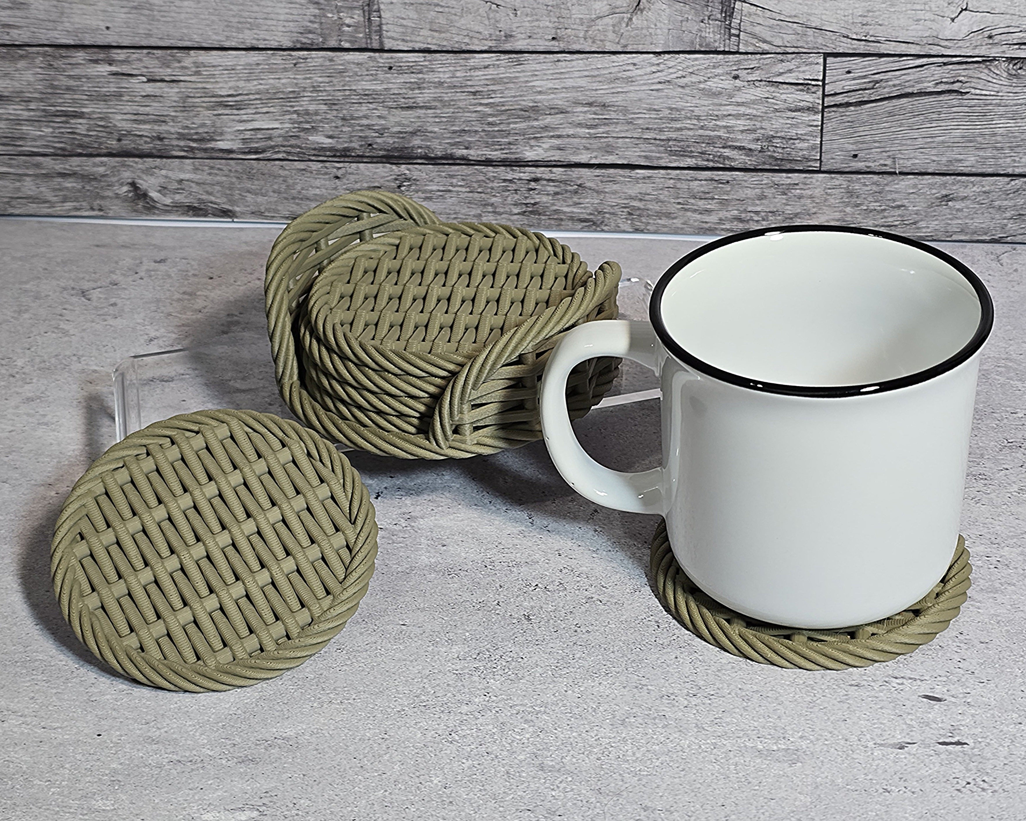 3D Printed Woven Coasters – Set of 6 | Farmhouse Home Decor