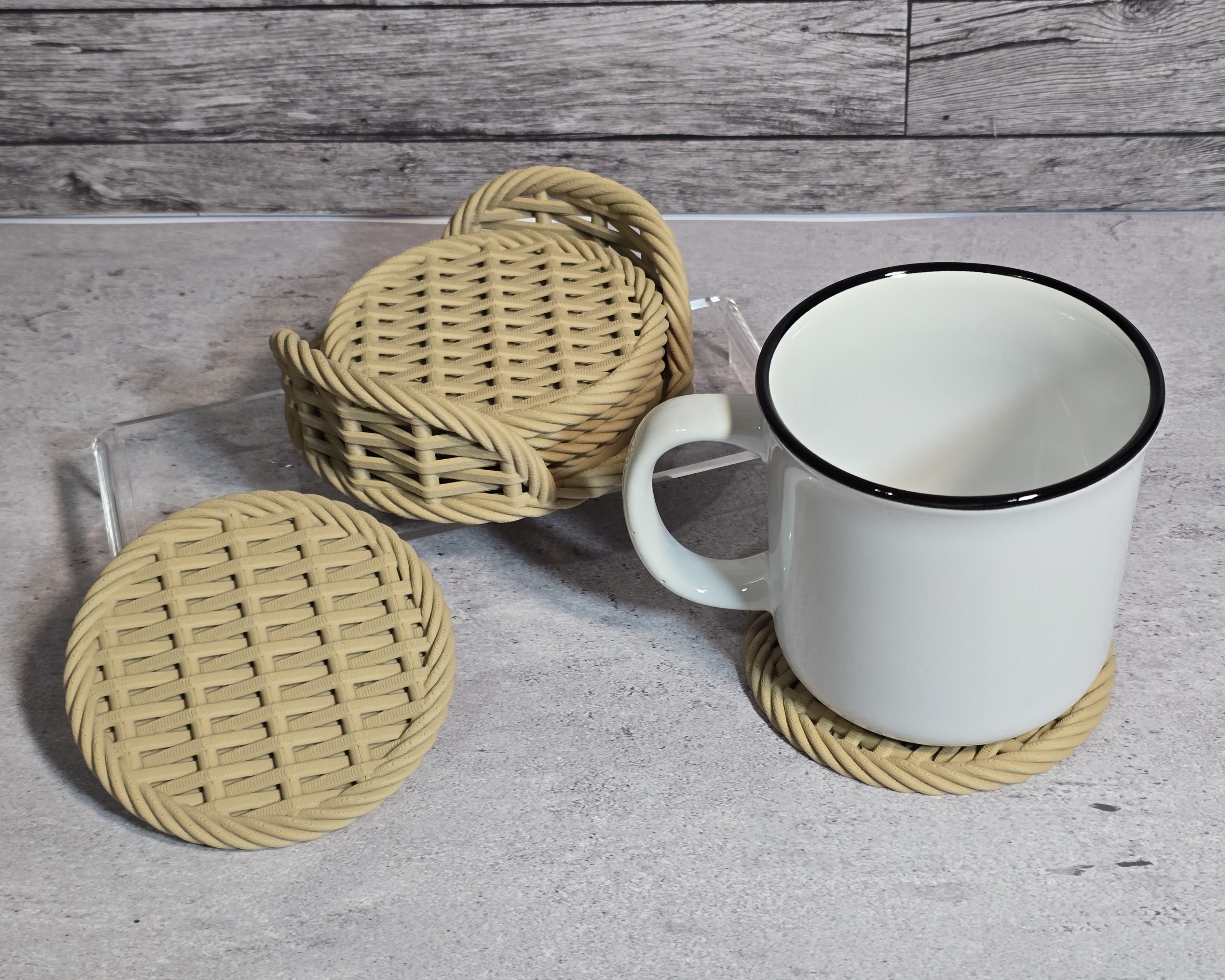 3D Printed Woven Coasters – Set of 6 | Farmhouse Home Decor